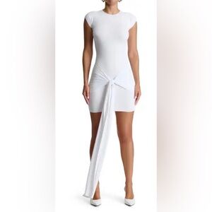 Naked Wardrobe White Cap Sleeve Tie Front Bodycon Mini Dress NWT Size M